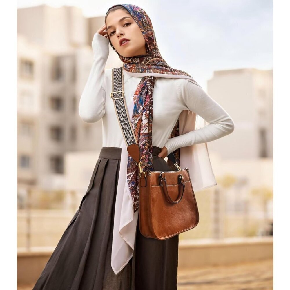 Women’s New Brown Leather Purse Zipped Pockets Crossbody Bag and Shoulder Bag - Picture 2 of 6